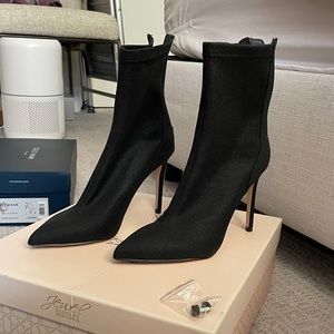 Jewel Badgley Mischka Black Sparkle Stiletto booties